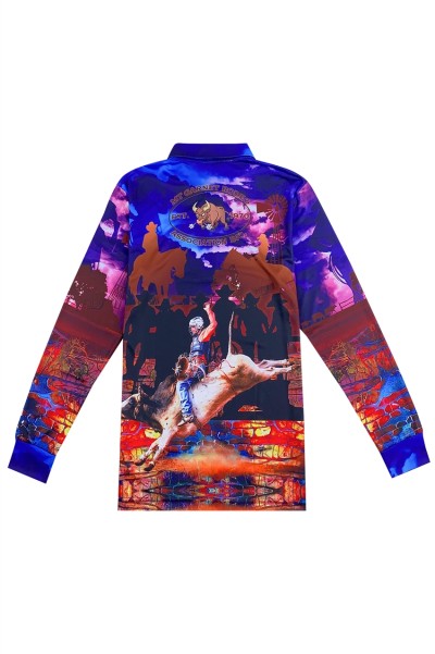 Order online custom-made long-sleeved men's polo shirts, personal design jumping competitions, bullfighting competitions, full-piece printing, dye-sublimation specialty store, three buttons P1431 front view
